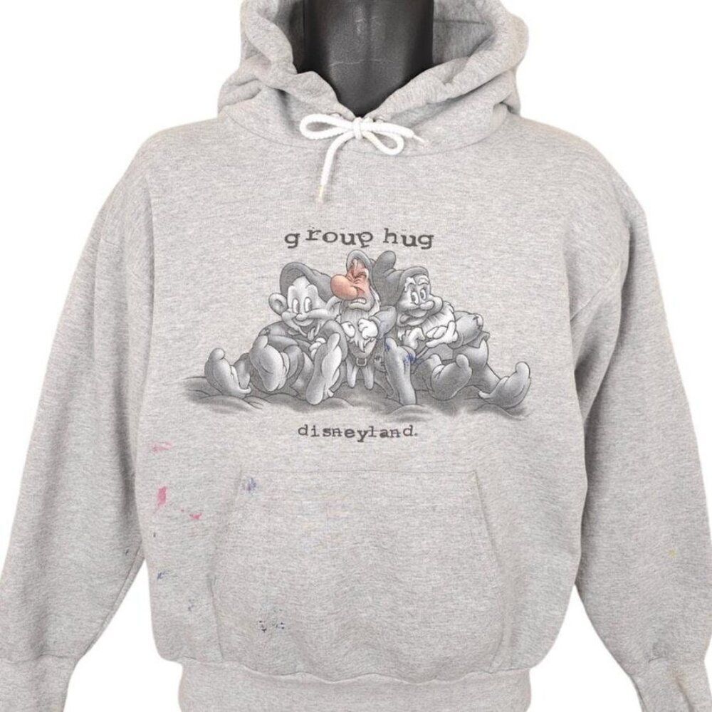 Vintage Disneyland Sweatshirt Hoodie Mens Size Small Gray 90s Y2K Group Hug
